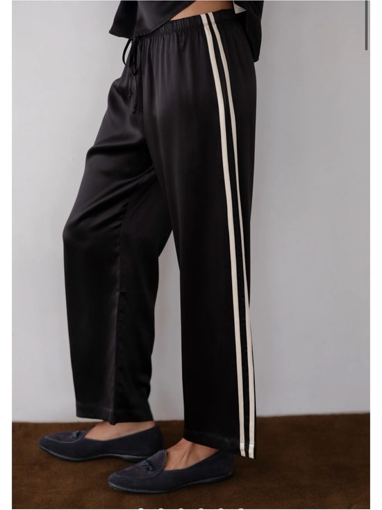 DONNI. Pants - DONNI The Silk Stripe Crop Pants Jet Black Small
